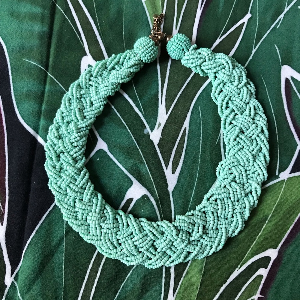 Turquoise Rope Braid Chunky Beaded Necklace